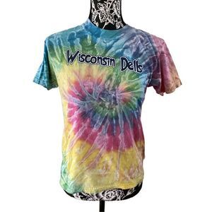 Gildan Wisconsin Dells Tie Dye T Shirt Casual Lounge Sleepwear